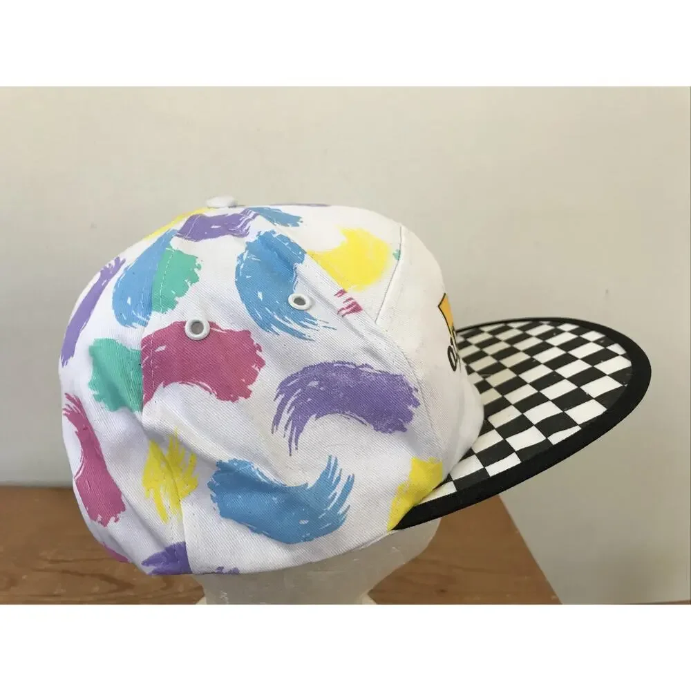 Vtg 90s Old Dominion VA Virginia Checkered Vaporwave Adjustable Cotton Cap Hat